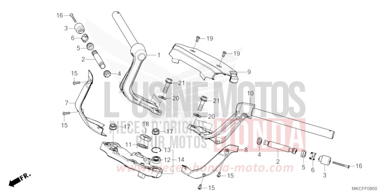 HANDLE PIPE/TOP BRIDGE for Gold Wing GLINT WAVE BLUE METALLIC (B197H) from 2022